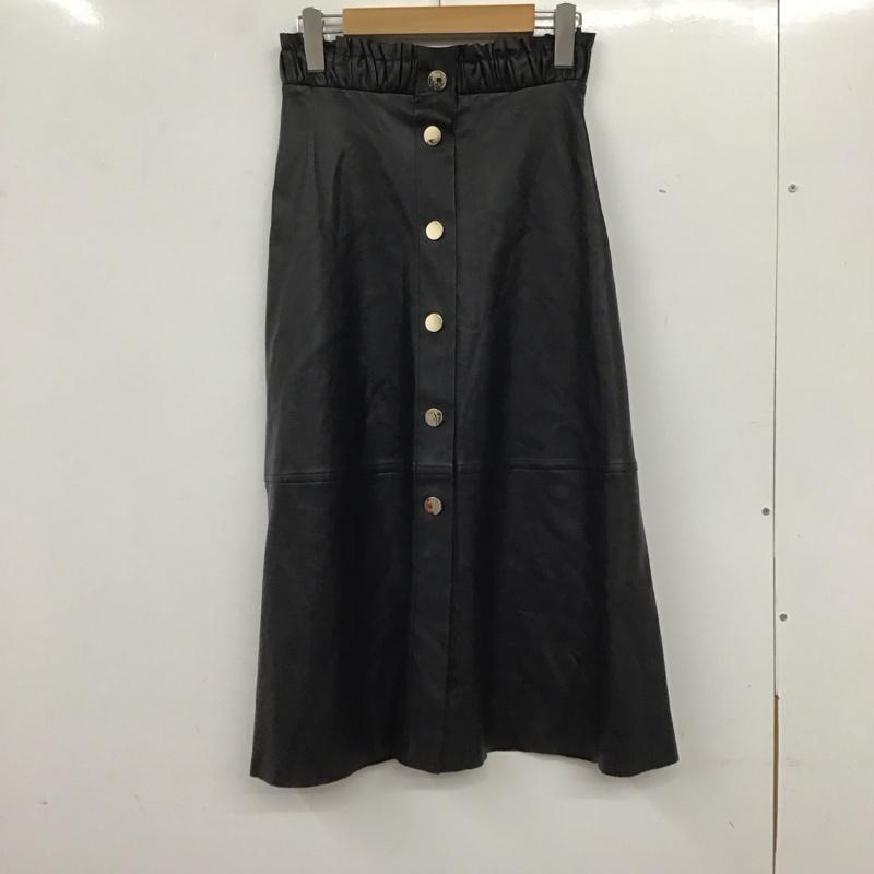 ザラベーシック ZARA BASIC スカート ひざ丈スカート タイトスカート フレアスカート フェイクレザースカート XS 無地 黒 / ブラック / レディース USED 古着 中古 10135803
