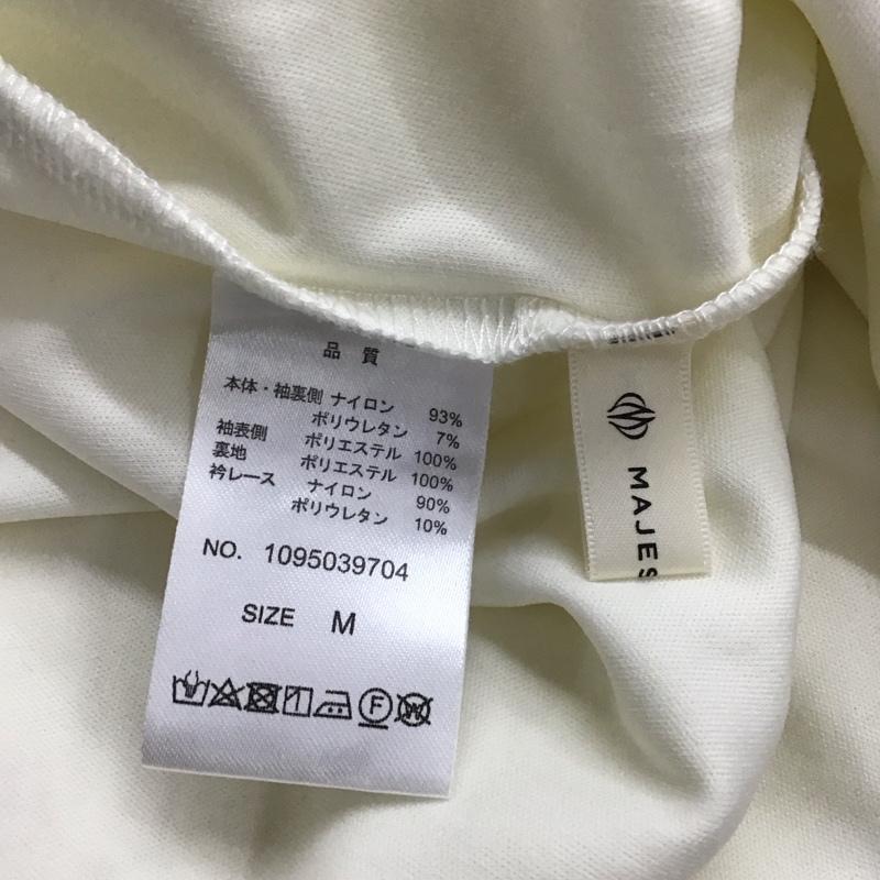 マジェスティックレゴン MAJESTIC LEGON シャツ、ブラウス 長袖 長袖シャツ ノーカラーシャツ フリルレース M 総柄 白 / ホワイト / レディース USED 古着 中古 10135258