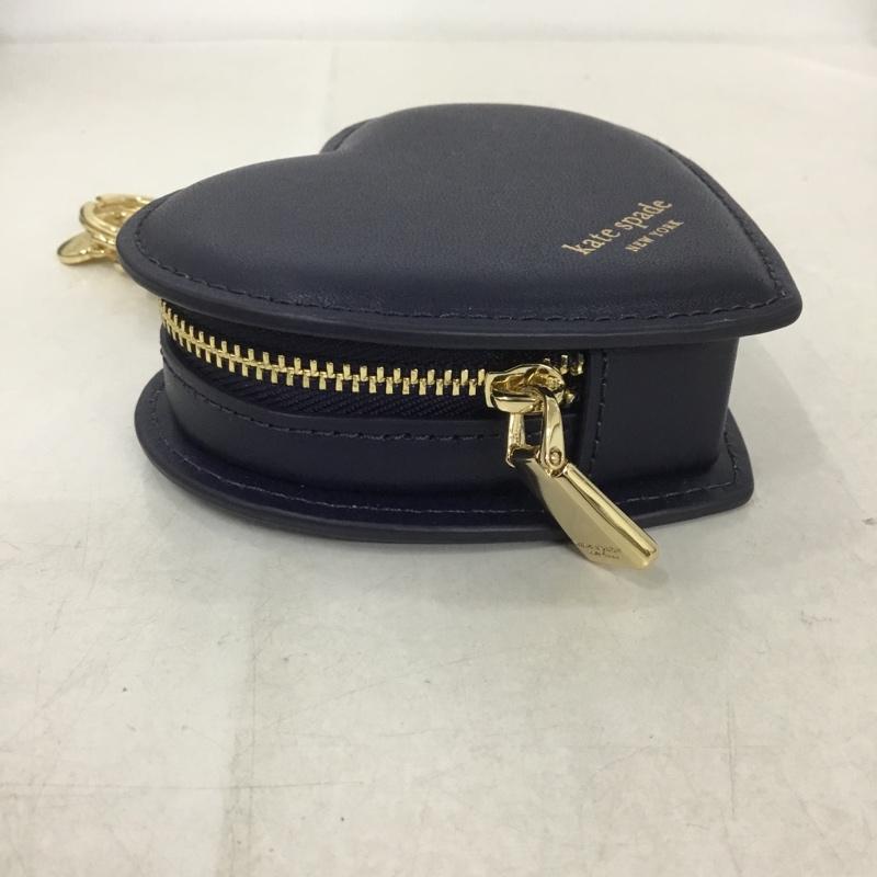 ケイトスペード Kate Spade キーホルダー キーホルダー KK753 リブ ハート コインパース バッグチャーム コインケース 箱有 ロゴ、文字 紺 / ネイビー / レディース USED 古着 中古 10142807
