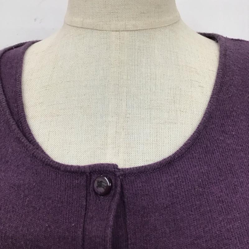 バーバリーブルーレーベル BURBERRY BLUE LABEL アンサンブルニット 七分袖 FBF06-605-36 ノースリーブニット クルーネック カーディガン 38 ワンポイント 紫 / パープル / レディース USED 古着 中古 10115479