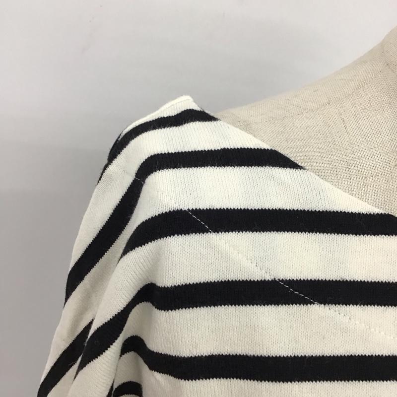 スタディオクリップ studio CLIP カットソー 長袖 長袖カットソー クルーネックカットソー ロングスリーブカットソー プリントTシャツ L ボーダー柄 白 / ホワイト / X 黒 / ブラック / レディース USED 古着 中古 10114333