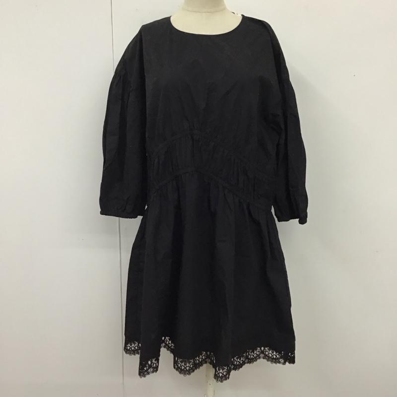 ザラ ZARA ワンピース ミニスカート 4786 103 800 長袖 チュニック レース L 無地 黒 / ブラック / レディース USED 古着 中古 10120365