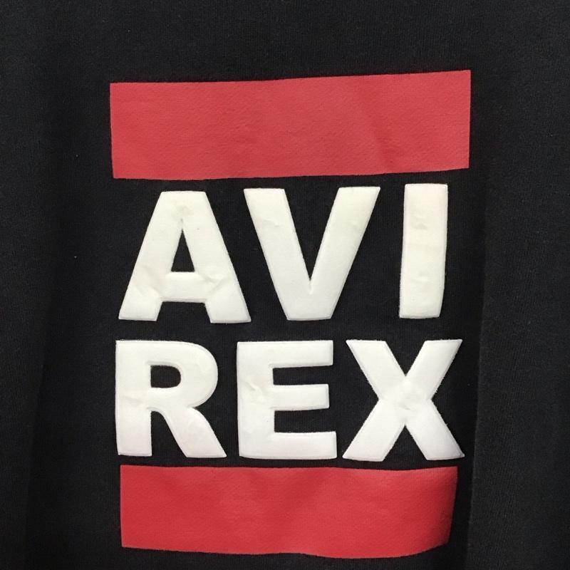 アヴィレックス AVIREX トレーナー 長袖 長袖トレーナー スウェット クルーネック プルオーバー M ロゴ、文字 黒 / ブラック / メンズ USED 古着 中古 10132691