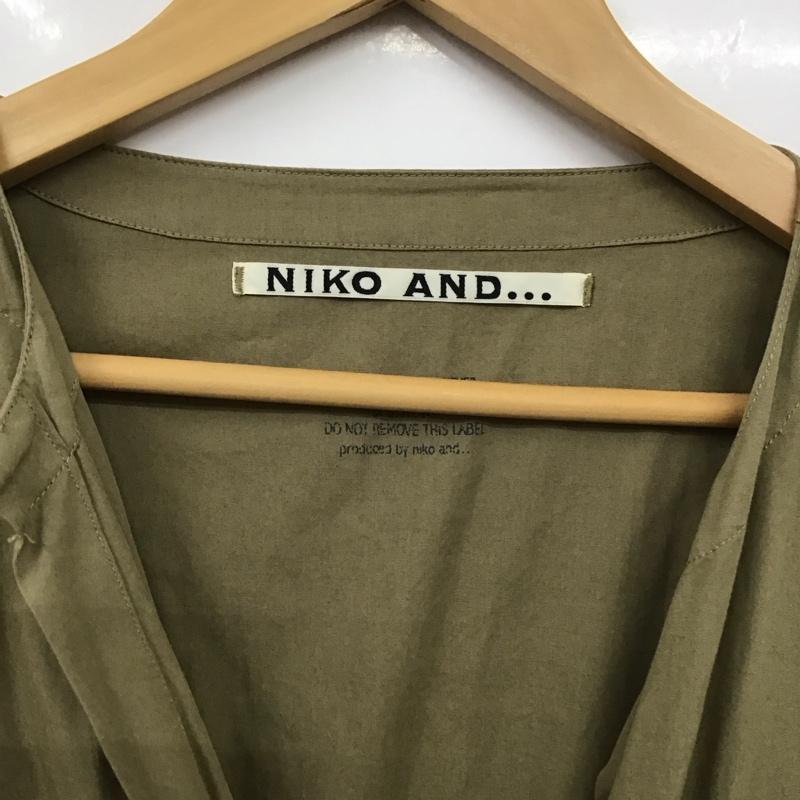 ニコアンド niko and... ワンピース ロングスカート 長袖ロングワンピース フレアスカート ノーカラーシャツワンピース 無地 カーキ / カーキ / レディース USED 古着 中古 10135180