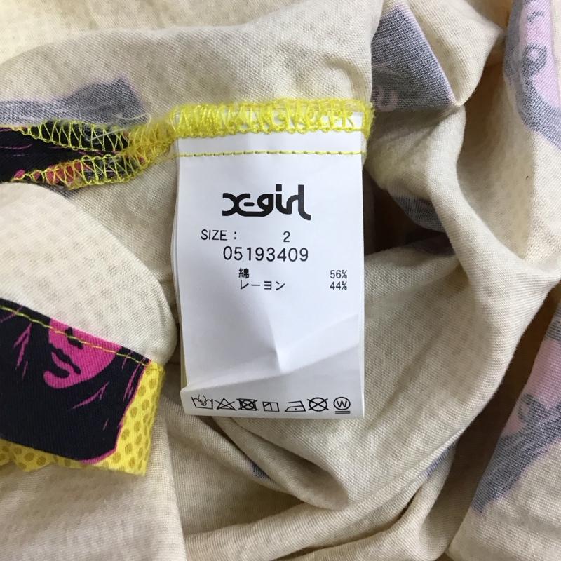 エックスガール X-girl シャツ、ブラウス 長袖 長袖シャツ 総柄シャツ カラーシャツ ポケットシャツ 2 プリント 黄 / イエロー / レディース USED 古着 中古 10135247