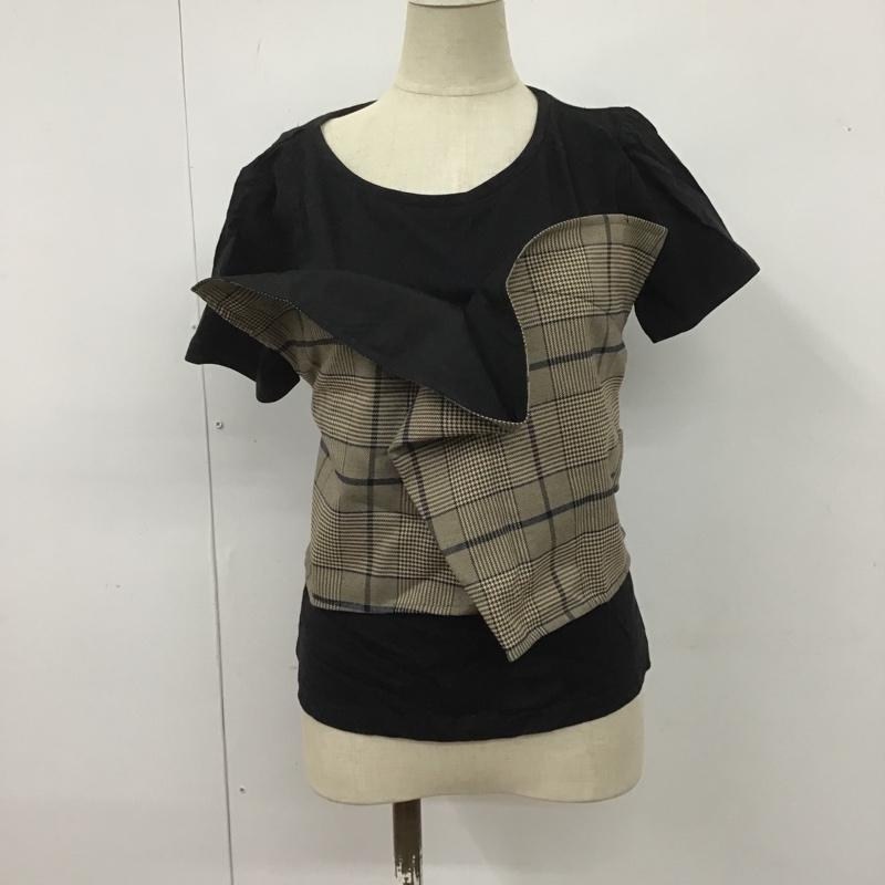 ムルーア MURUA Tシャツ 半袖 011922702101-01 バイカラードッキングTシャツ タグ付き FREE チェック 黒 / ブラック / レディース USED 古着 中古 10107165