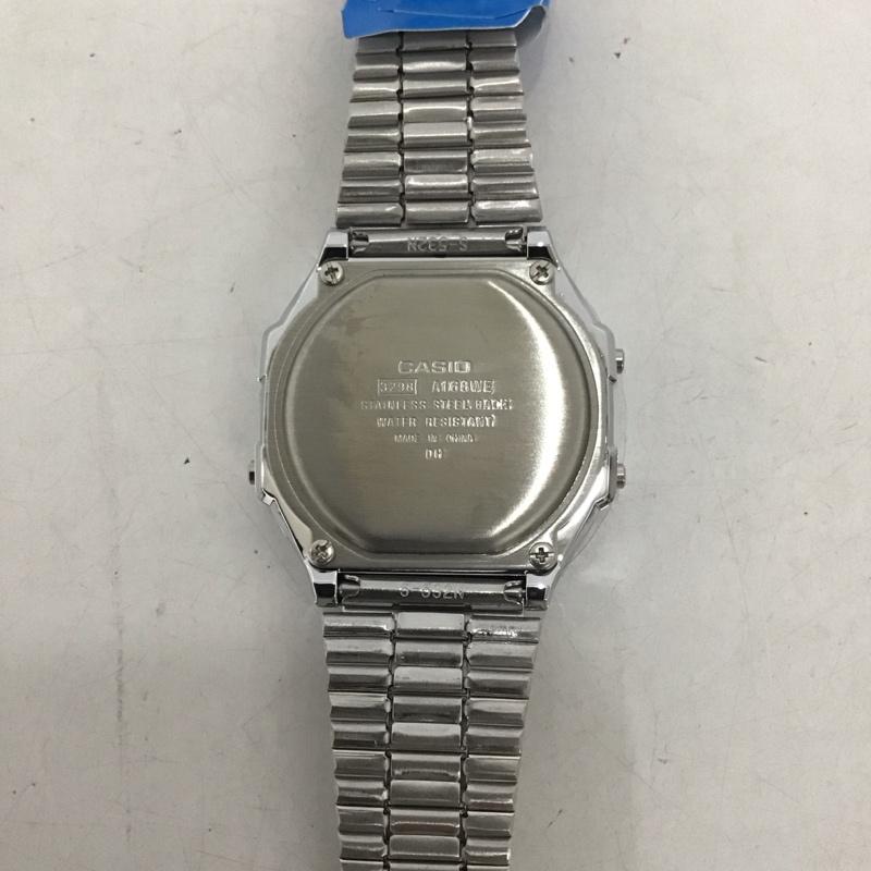 カシオ CASIO 腕時計 デジタル A168WE 迷彩 箱有 ロゴ、文字 銀 / シルバー / メンズ USED 古着 中古 10134454