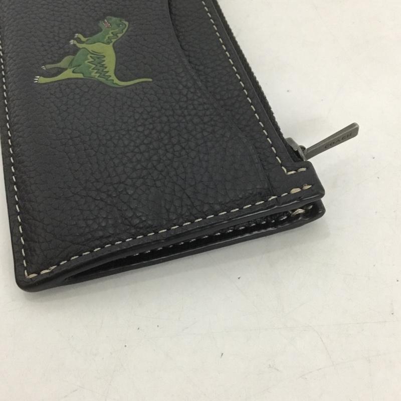 コーチ COACH カードケース カードケース ジップカードケース レキシー 恐竜 ワンポイント 黒 / ブラック / メンズ USED 古着 中古 10137150