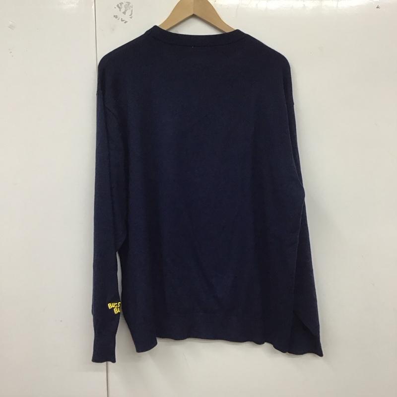 ジーユー GU ニット、セーター 長袖 351-346127 長袖ニット セーター クルーネック XL プリント 紺 / ネイビー / メンズ USED 古着 中古 10129521