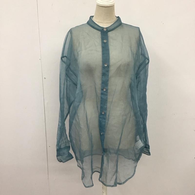 ジーナシス JEANASIS シャツ、ブラウス 長袖 JS063348MC シアー バンドカラーシャツ FREE 無地 青 / ブルー / レディース USED 古着 中古 10122677
