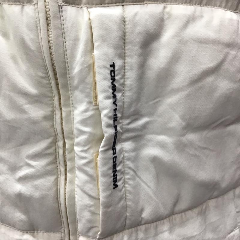 トミー ジーンズ TOMMY JEANS ベスト ベスト ダウン フェザー スタンドカラー M ロゴ、文字 アイボリー / アイボリー / メンズ USED 古着 中古 10122630