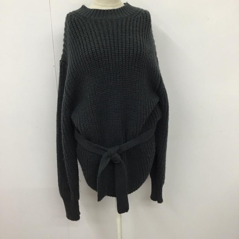 ザラ ZARA ワンピース ミニスカート 2142 177 485 チュニック 長袖 ニット M 無地 チャコールグレー / チャコールグレー / レディース USED 古着 中古 10119616