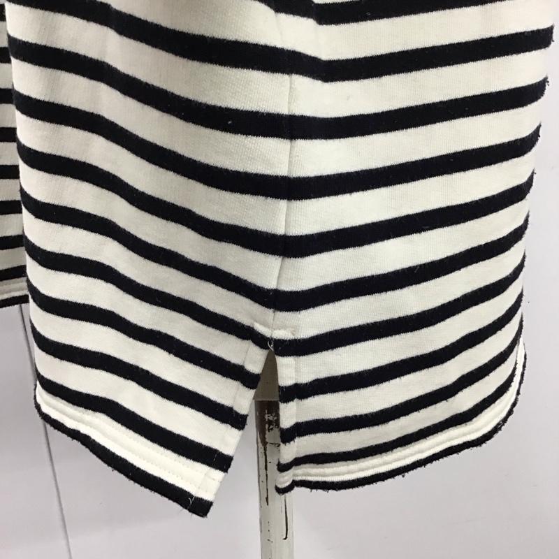 ザラ ZARA トレーナー 長袖 ハーフジップ M ボーダー柄 白 / ホワイト / レディース USED 古着 中古 10121326