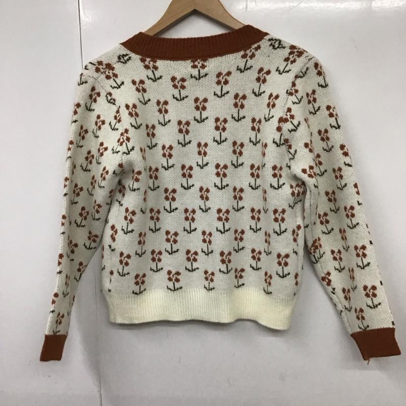 アビトーキョー ABITOKYO カーディガン 長袖 FREE 総柄 白 / ホワイト / X 茶 / ブラウン / レディース USED 古着 中古 10130373