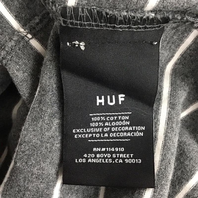 ハフ HUF Tシャツ 半袖 半袖カットソー プリントTシャツ クルーネックカットソー S ボーダー柄 灰 / グレー /  メンズ USED 古着 中古 10110937
