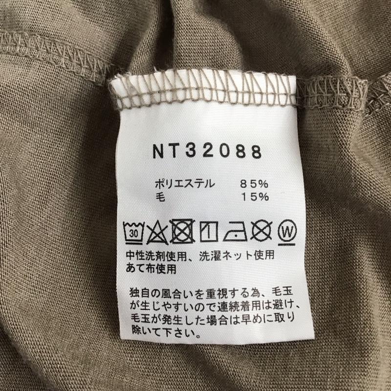 ザノースフェイス THE NORTH FACE Tシャツ 長袖 NT32088 ラッシュドライ メリノ クルー バックプリント L ロゴ、文字 茶 / ブラウン / メンズ USED 古着 中古 10119682
