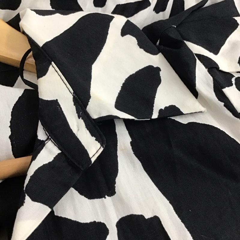 ザラ ZARA ワンピース ロングスカート 2427 250 093 バルーンスリーブ シャツワンピース スキッパーワンピース XS アニマル柄 白 / ホワイト / X 黒 / ブラック / レディース USED 古着 中古 10138651