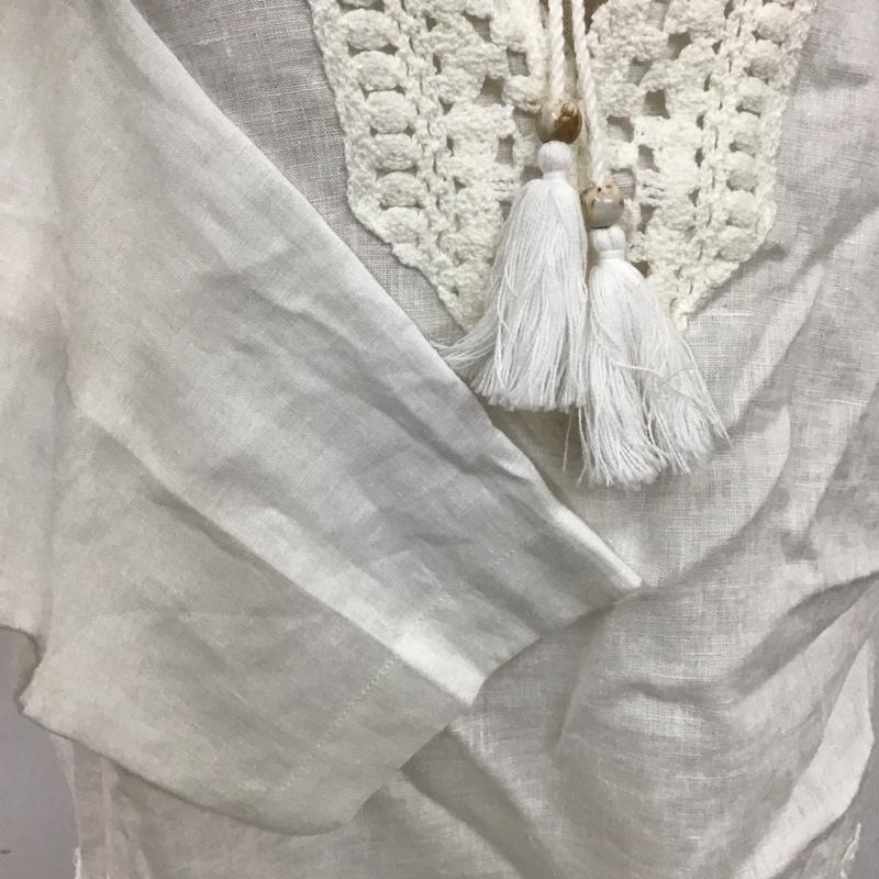 ザラ ZARA カットソー 長袖 4222 040 251 リネンブラウス プルオーバー S 刺繍 白 / ホワイト / レディース USED 古着 中古 10123085