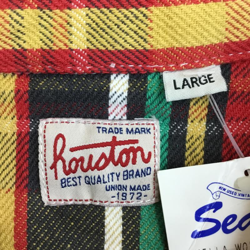 ヒューストン HOUSTON シャツ、ブラウス 長袖 L チェック 赤 / レッド / メンズ USED 古着 中古 10138692