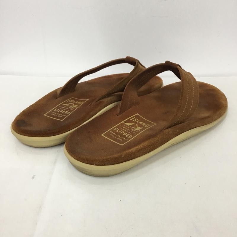 アイランドスリッパ ISLAND SLIPPER サンダル サンダル トングサンダル スエード ロゴ、文字 茶 / ブラウン / メンズ USED 古着 中古 10129095