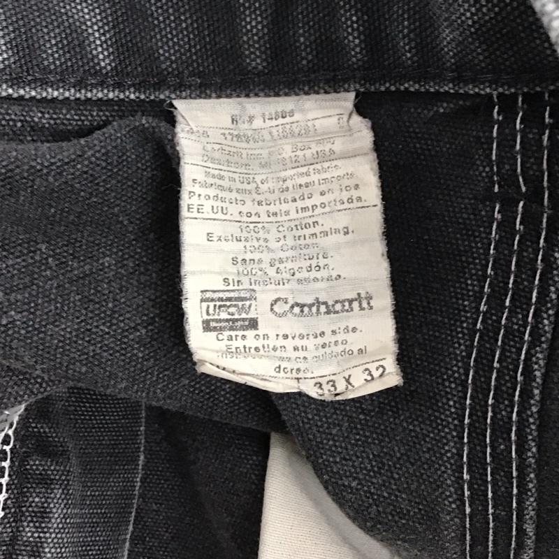 カーハート Carhartt パンツ デニム、ジーンズ デニムパンツ ワイドパンツ カジュアルパンツ 00s ufcw アメリカ製 ダブルニー 33インチ ロゴ、文字 黒 / ブラック / メンズ USED 古着 中古 10137109