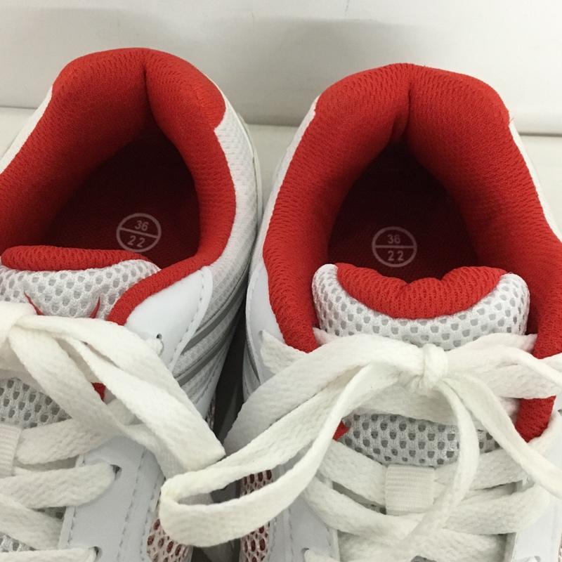 ヤサカ YASAKA スニーカー スニーカー E-200 ジェット インパクト 卓球シューズ 22cm 箱有 22.0cm ロゴ、文字 白 / ホワイト / X 赤 / レッド / レディース USED 古着 中古 10147909