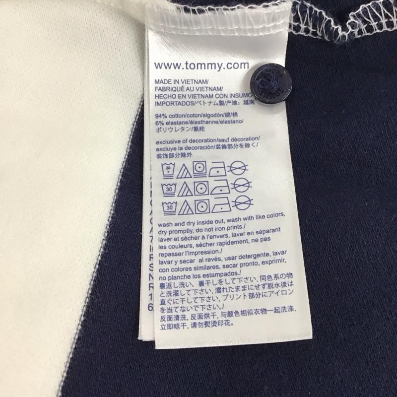 トミーヒルフィガー TOMMY HILFIGER ワンピース ミニスカート ポロ M ボーダー柄 X ロゴ、文字 白 / ホワイト / X 紺 / ネイビー / レディース USED 古着 中古 10131504