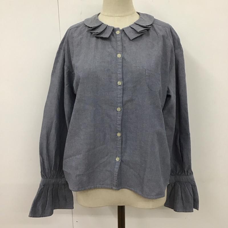 エヘカソポ ehka sopo シャツ、ブラウス 長袖 1706872 ベルスリーブ フリルカラー フリル襟 FREE 無地 青 / ブルー / レディース USED 古着 中古 10122648
