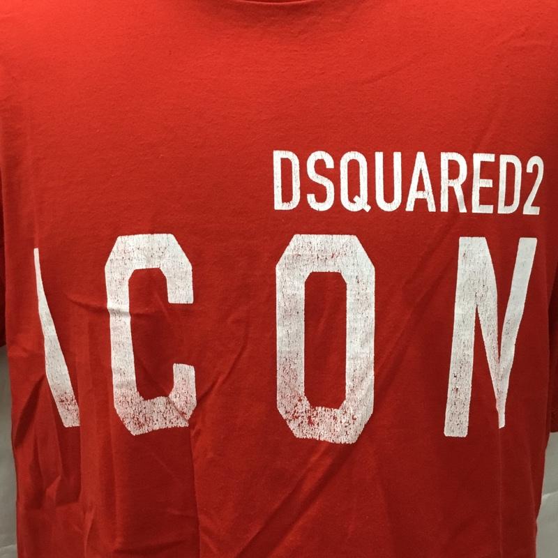 ディースクエアード DSQUARED2 Tシャツ 半袖 半袖カットソー プリントTシャツ クルーネックカットソー XL ロゴ、文字 赤 / レッド /  メンズ USED 古着 中古 10108946
