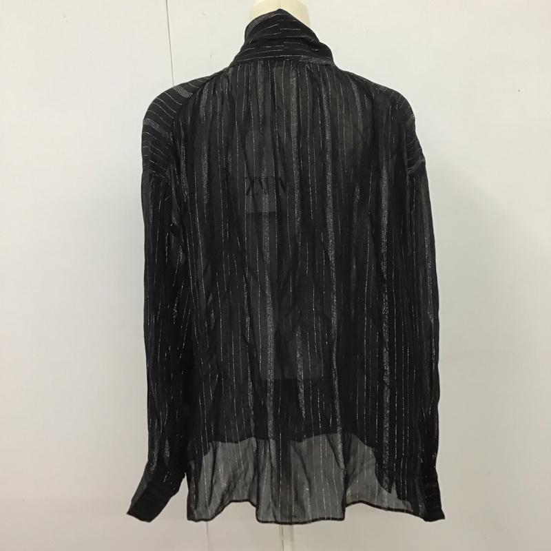 ザラ ZARA シャツ、ブラウス 長袖 長袖シャツ ストライプシャツ リボンカラーシャツ M ストライプ 黒 / ブラック / レディース USED 古着 中古 10125165