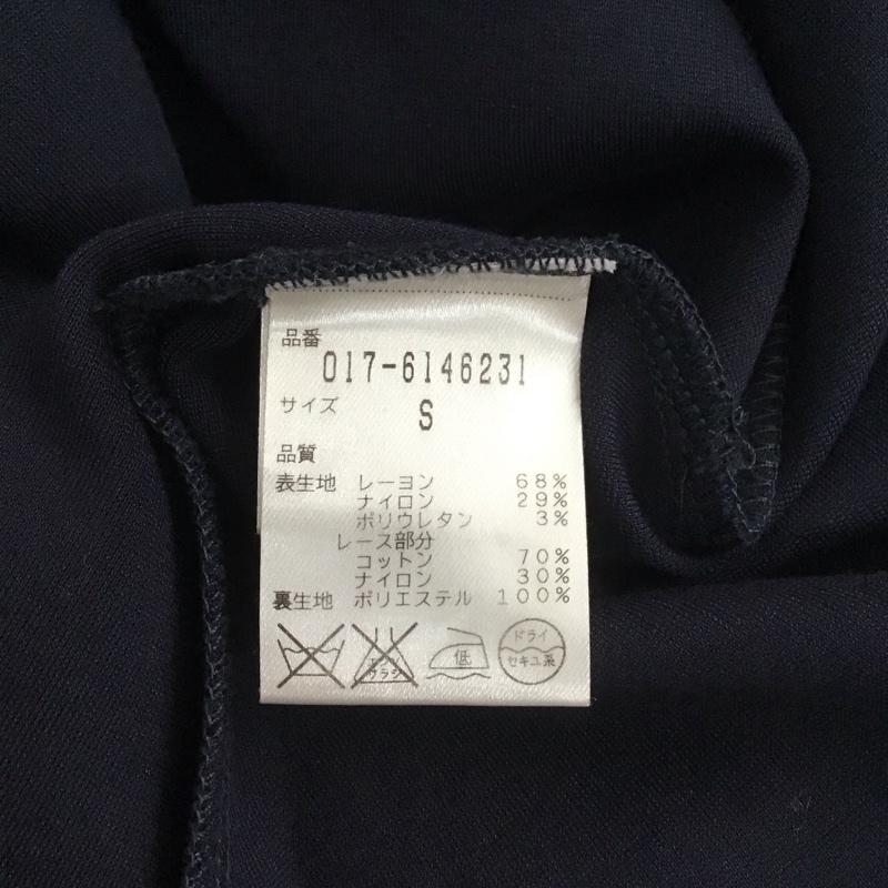 ナチュラルビューティーベーシック NATURAL BEAUTY BASIC ワンピース ひざ丈スカート 017-6146231 レイヤード風 七分袖 S レース柄 紺 / ネイビー / レディース USED 古着 中古 10114014