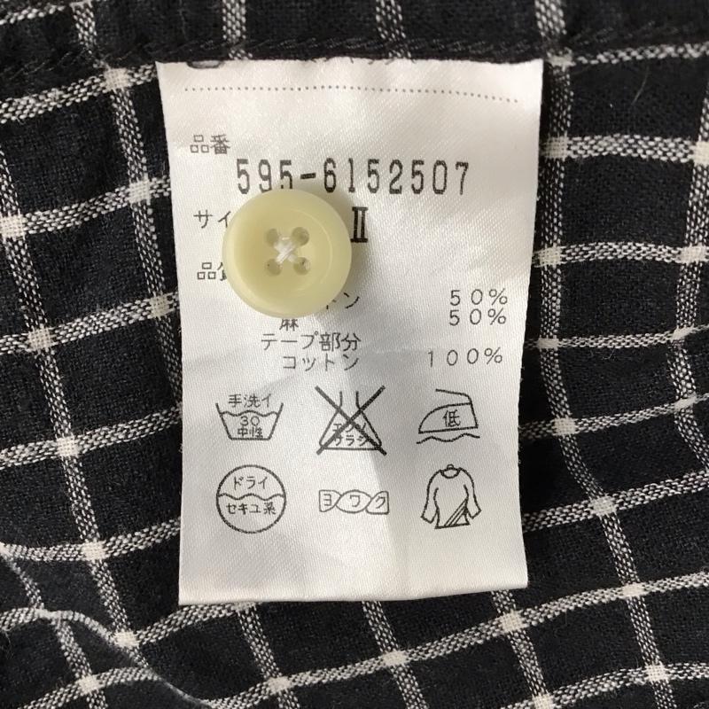 エムエイチエル MHL. シャツ、ブラウス 半袖 595-6152507 コットンリネン 2 チェック 黒 / ブラック / X 白 / ホワイト / レディース USED 古着 中古 10116495