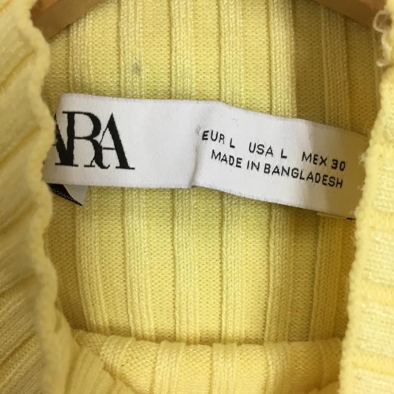ザラ ZARA カットソー 長袖 3519 105 300 リブ ハイネック L 無地 黄 / イエロー / レディース USED 古着 中古 10118998
