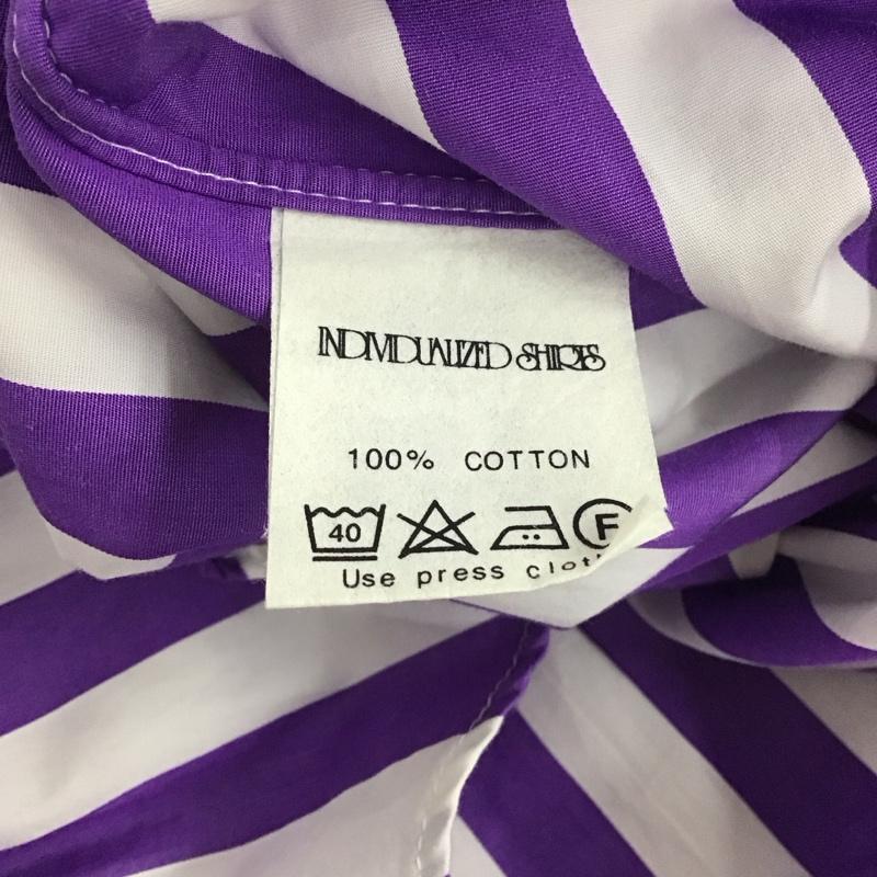 インディビジュアライズドシャツ INDIVIDUALIZED SHIRTS シャツ、ブラウス 長袖 ボタンダウンシャツ ストライプ 白 / ホワイト / X 紫 / パープル / メンズ USED 古着 中古 10132025