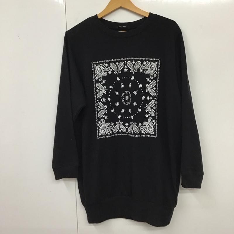ワンウェイ one way チュニック 長袖 スウェット M プリント 黒 / ブラック / レディース USED 古着 中古 10120187