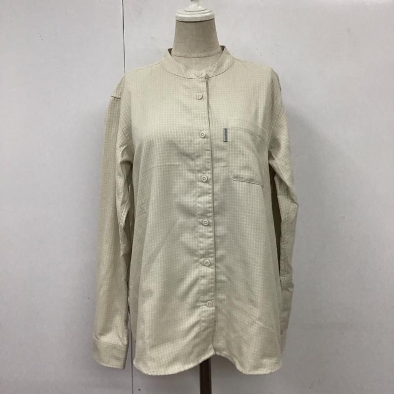 モンベル mont-bell シャツ、ブラウス 長袖 長袖シャツ ノーカラーシャツ ポケットシャツ 長袖カットソー チェックシャツ M チェック ベージュ / ベージュ / レディース USED 古着 中古 10114515