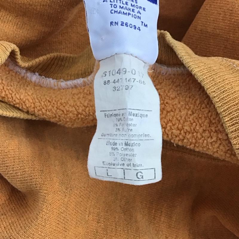 チャンピオン Champion トレーナー 長袖 長袖トレーナー スウェット クルーネック プルオーバー L ロゴ、文字 橙 / オレンジ / メンズ USED 古着 中古 10124937
