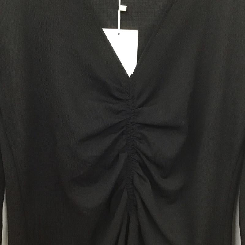 ザラ ZARA ワンピース ロングスカート 5580 001 800 フロントギャザー 長袖 Vネック タグ付き S 無地 黒 / ブラック / レディース USED 古着 中古 10139401
