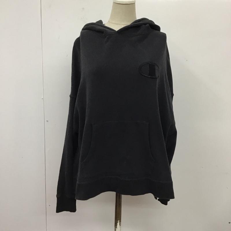 チャンピオン Champion パーカー 長袖 cwss101r ビッグC刺繍パーカー 長袖パーカー プルオーバー M ロゴ、文字 黒 / ブラック / レディース USED 古着 中古 10118594