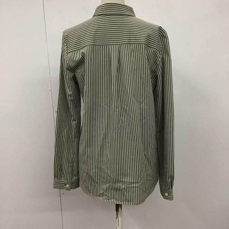 マイケルコース MICHAEL KORS シャツ、ブラウス 長袖 FOBDS-02110 ストレッチジャージシャツ イージーケアシャツ 38 ストライプ 白 / ホワイト / X カーキ / カーキ / レディース USED 古着 中古 10123103