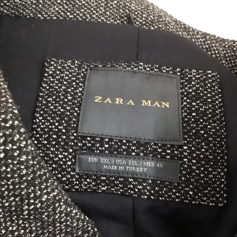 ザラメン ZARA MAN ジャケット、上着 ジャケット、ブレザー カジュアルダブルジャケット アウター カジュアルコート XXL 総柄 黒 / ブラック / X 白 / ホワイト / メンズ USED 古着 中古 10109266
