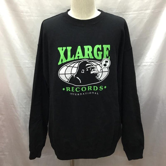 エクストララージ XLARGE トレーナー 長袖 101214012007 Records Crew Neck Sweat スウェット XL ロゴ、文字 黒 / ブラック /  メンズ USED 古着 中古 10121017