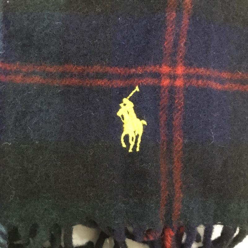 ラルフローレン RALPHLAUREN マフラー マフラー ストール ひざ掛け フリンジ チェック ウール ワイド ワンポイント マルチカラー / マルチカラー / レディース USED 古着 中古 10123634