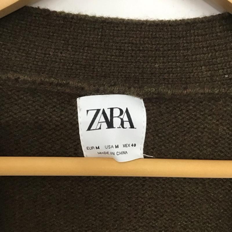 ザラ ZARA カーディガン 長袖 M 無地 茶 / ブラウン / レディース USED 古着 中古 10133455