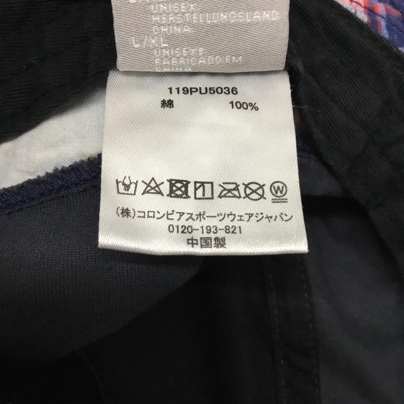 コロンビア Columbia 帽子 ハット 119 PU5036 チェック アウトドア ロゴ、文字 紺 / ネイビー / メンズ USED 古着 中古 10109217