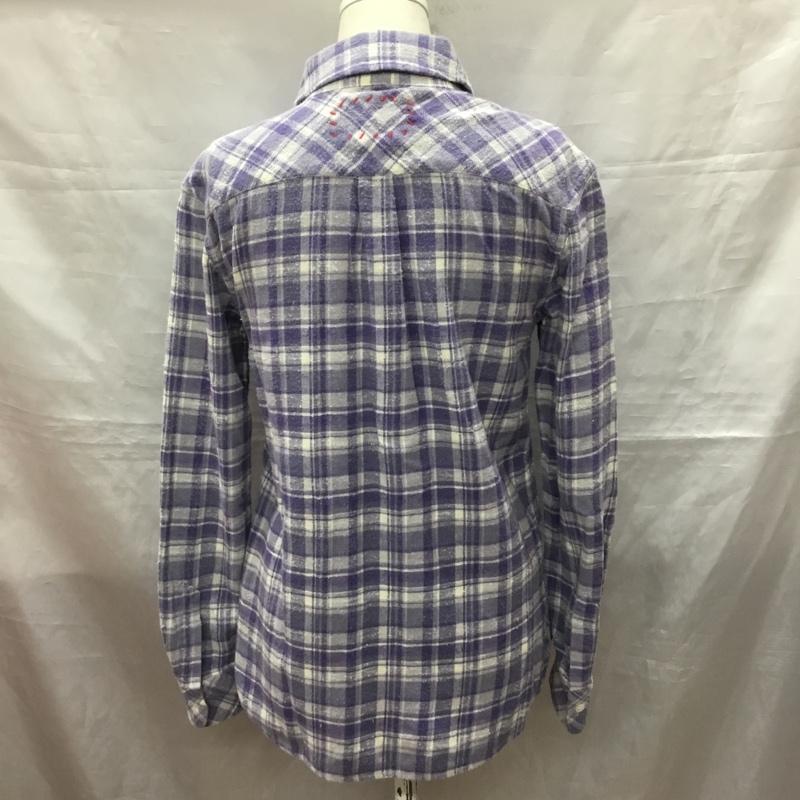 ロンハーマンヴィンテージ RonHerman VINTAGE シャツ、ブラウス 長袖 211070327-1079 胸ポケット コットン S チェック 白 / ホワイト / X 紫 / パープル / レディース USED 古着 中古 10118741
