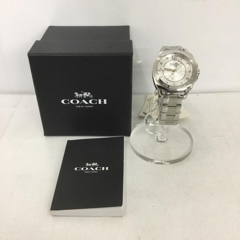 コーチ COACH 腕時計 アナログ(クォーツ式) 14501535 ボーイフレンド 箱有 ロゴ、文字 銀 / シルバー / レディース USED 古着 中古 10127316