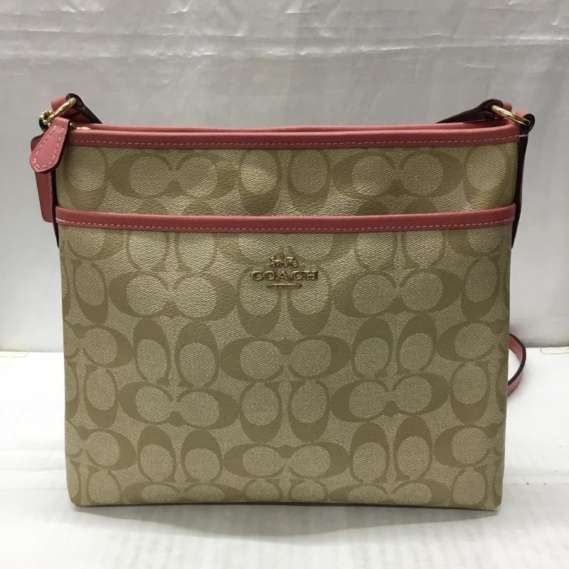 コーチ COACH ショルダーバッグ ショルダーバッグ F29210 シグネチャー ロゴ、文字 ベージュ / ベージュ / X 桃 / ピンク / レディース USED 古着 中古 10115577