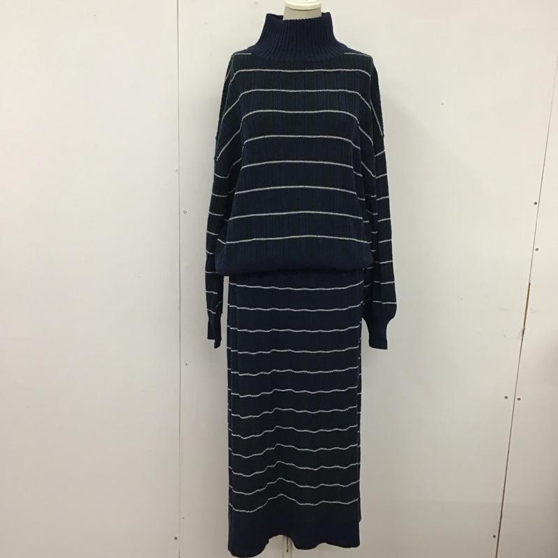 ビームス ハート BEAMS HEART セットアップ セットアップ 43-26-1533-353 スタンドネック モックネック プルオーバーニット ニットスカート チェック 紺 / ネイビー / X 白 / ホワイト / X 緑 / グリーン / レディース USED 古着 中古 10120757