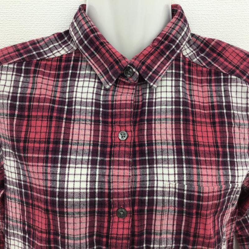 ユニクロ UNIQLO シャツ、ブラウス 長袖 M チェック 桃 / ピンク / X 紫 / パープル / X 白 / ホワイト / レディース USED 古着 中古 10000061